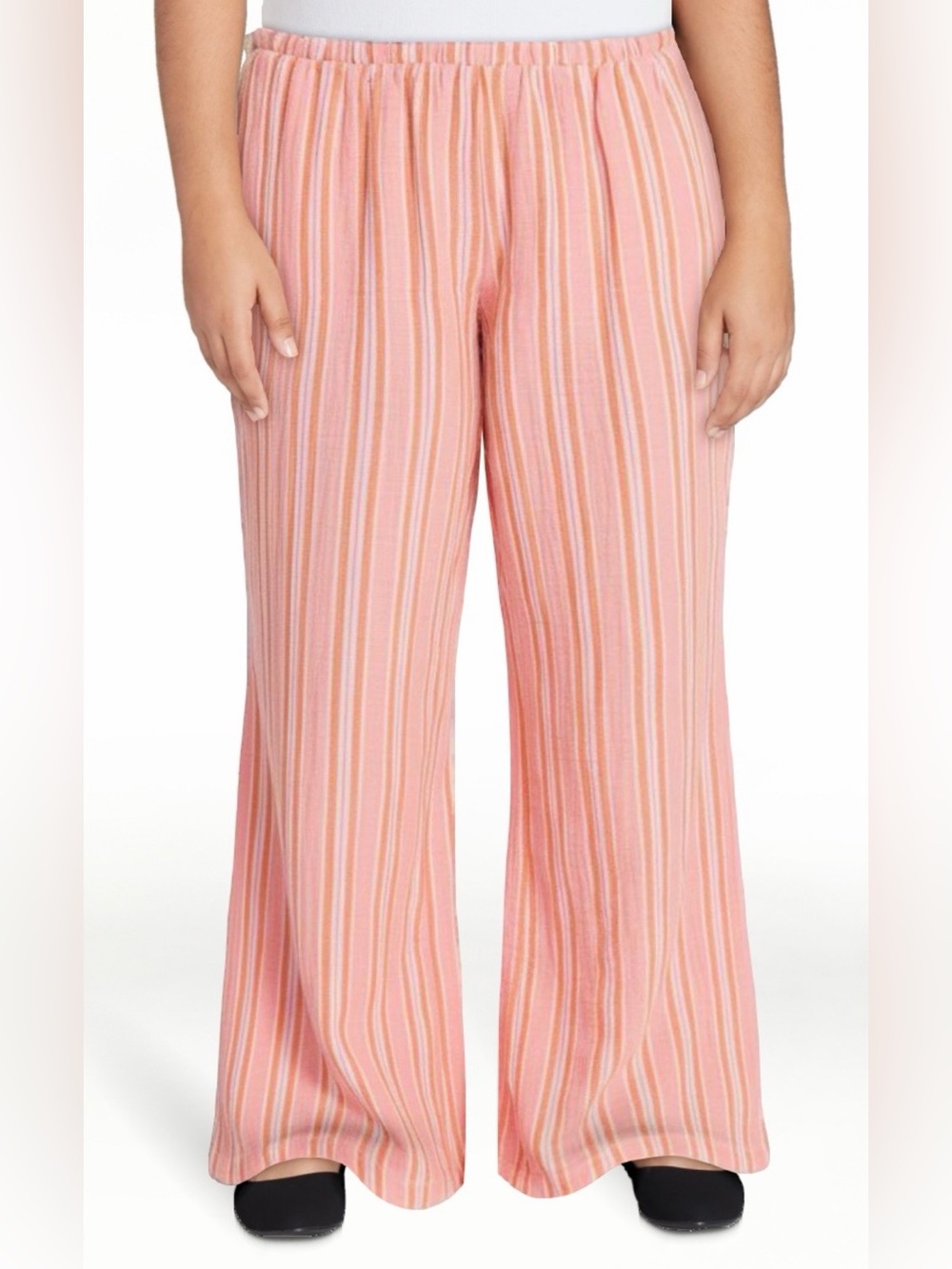 No Boundaries Cotton Gauze Side Tie Beach Striped Wide-Leg Pants Women's Large